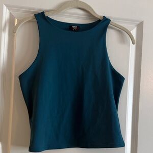 Express Deep Teal Sleeveless Crop Top
